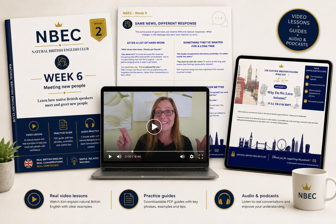 Every week you'll receive: 🎥 Short video lesson - Learn the language 📄 Downloadable cheat sheet - Keep and review it 🎧 Natural conversation audio - Hear it being used Plus 2 exclusive British English podcasts with transcripts every month. Learn whene